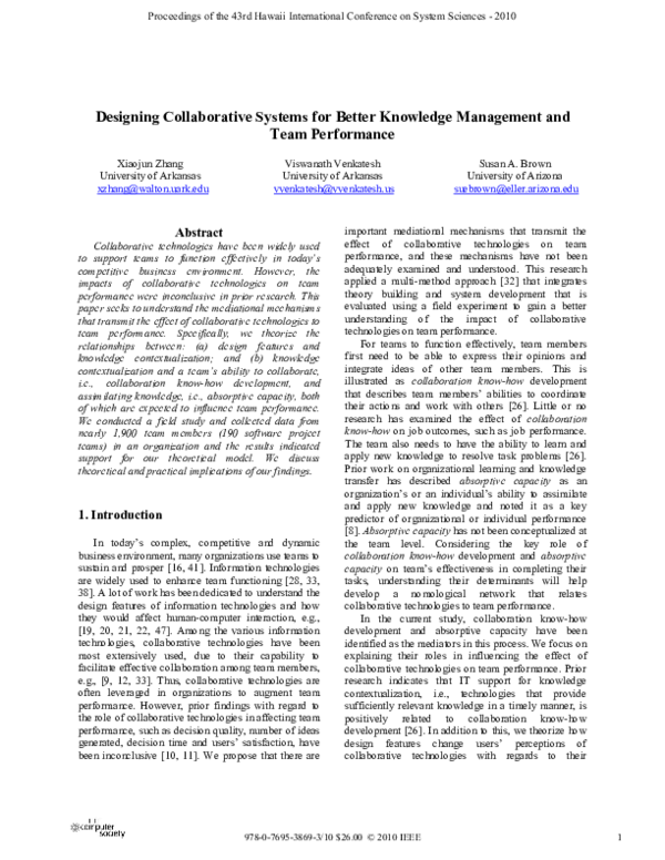(PDF) Designing Collaborative Systems for Better Knowledge Management ...