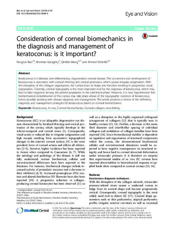 (PDF) Consideration of corneal biomechanics in the diagnosis and ...