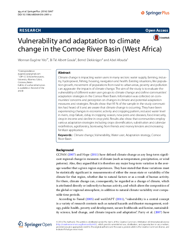 (PDF) Vulnerability and adaptation to climate change: A review of local ...