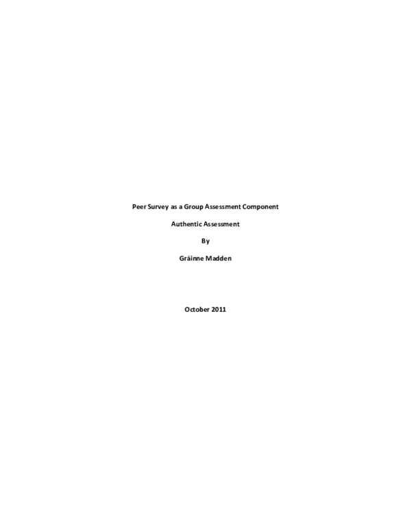 (PDF) Peer Survey as a Group Assessment Component Authentic Assessment