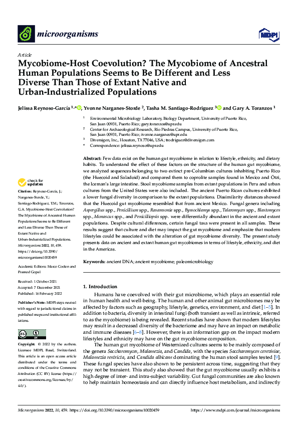 (PDF) Mycobiome-Host Coevolution? The Mycobiome of Ancestral Human ...