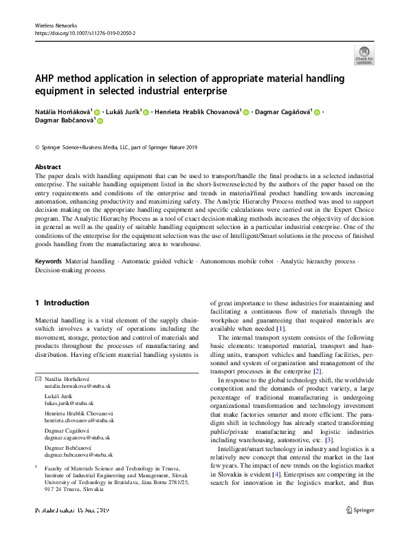 (PDF) AHP method application in selection of appropriate material ...