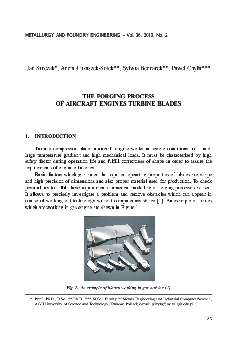 (PDF) The Forging Process of Aircraft Engines Turbine Blades