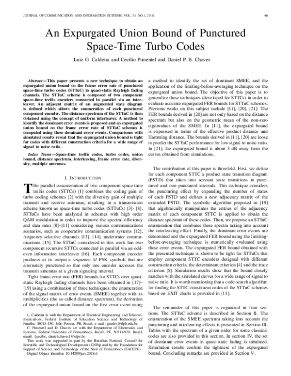 (PDF) An Expurgated Union Bound of Punctured Space-Time Turbo Codes