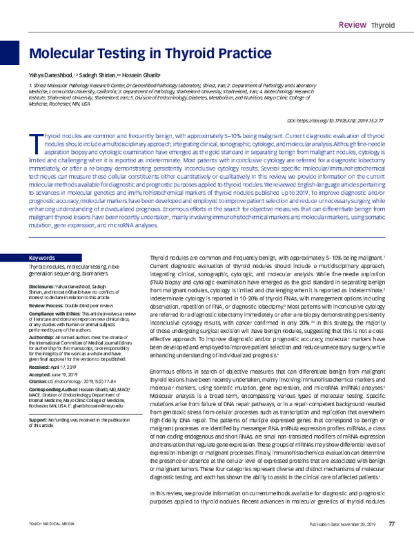 (PDF) Molecular Testing in Thyroid Practice