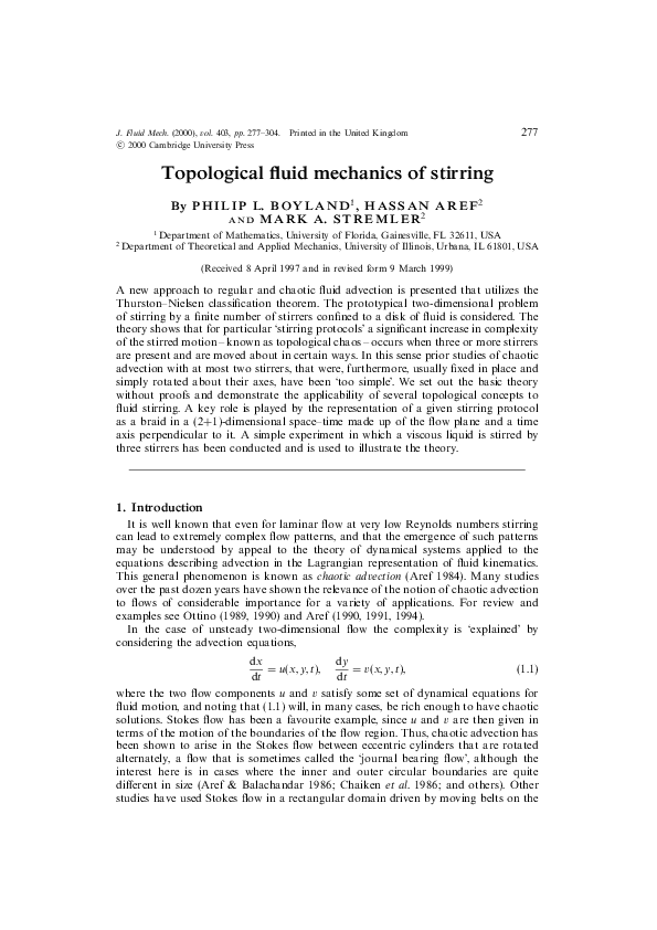 (PDF) Topological fluid mechanics of stirring