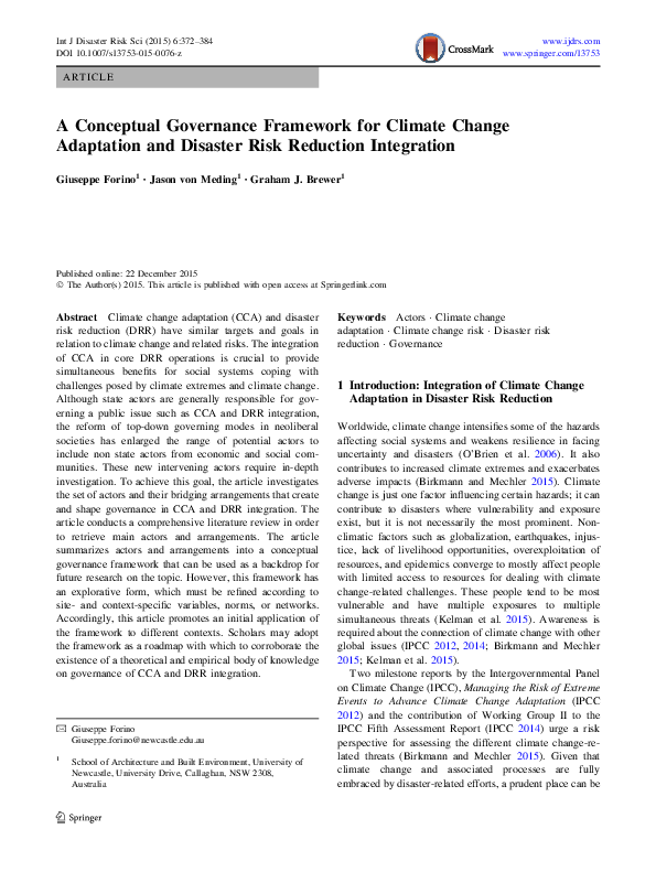 (PDF) A Conceptual Governance Framework for Climate Change Adaptation ...