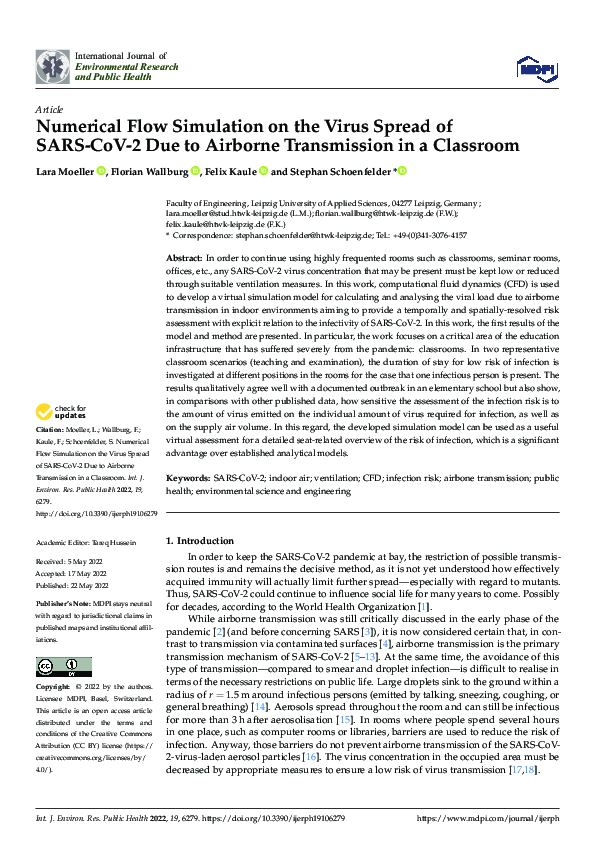 (PDF) Numerical Flow Simulation on the Virus Spread of SARS-CoV-2 Due ...
