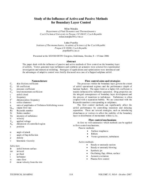 (PDF) The Study of Influence of Active and Passive Methods of Boundary ...