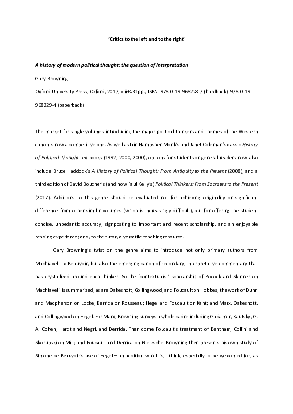 (PDF) A History of Modern Political Thought