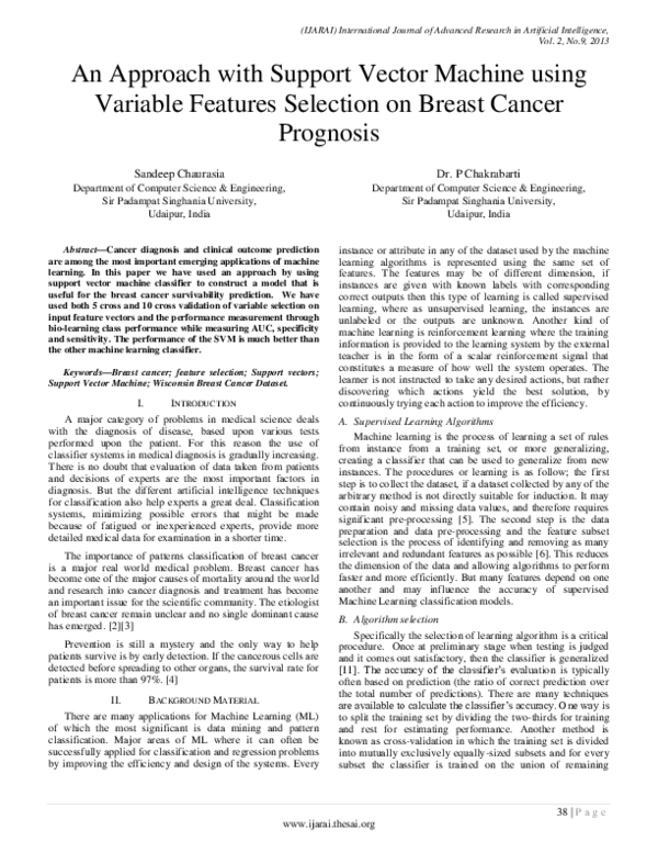 (PDF) An Approach with Support Vector Machine using Variable Features ...