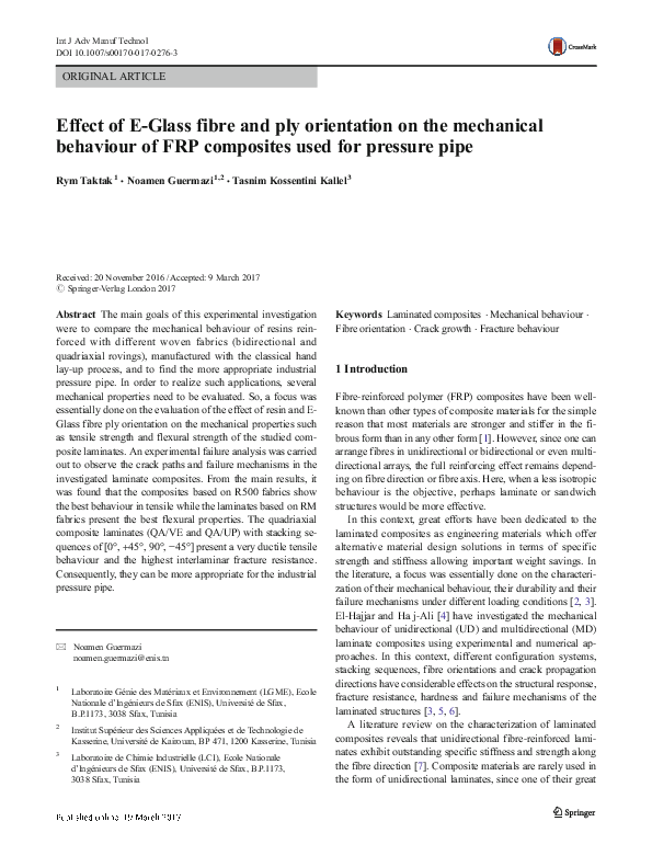(PDF) Effect of E-Glass fibre and ply orientation on the mechanical ...