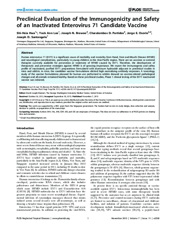 (PDF) Preclinical Evaluation of the Immunogenicity and Safety of an ...