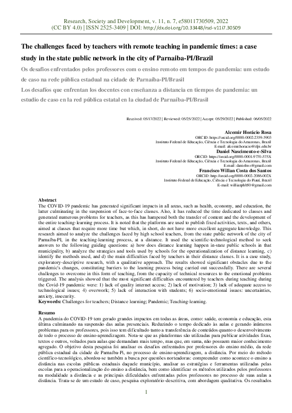 (PDF) The challenges faced by teachers with remote teaching in pandemic ...