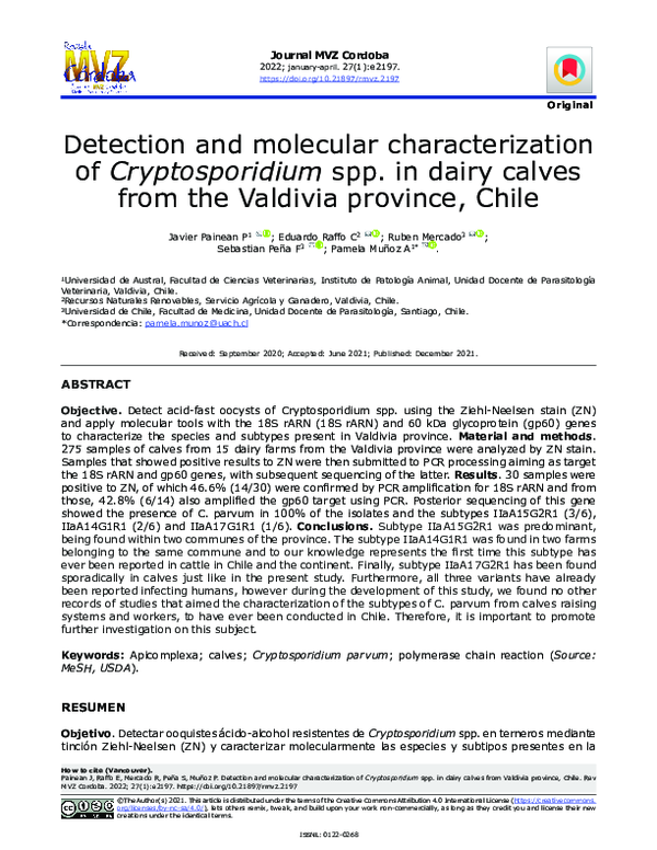 (PDF) Detection and molecular characterization of Cryptosporidium spp ...