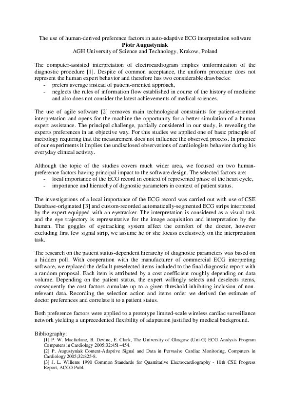 (PDF) The use of human-derived preference factors in auto - daptive ECG ...