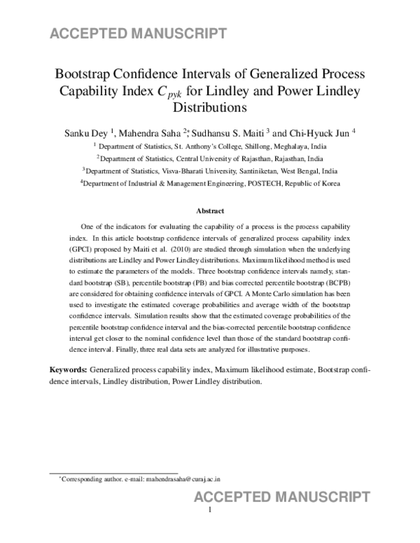 (PDF) Bootstrap confidence intervals of generalized process capability ...