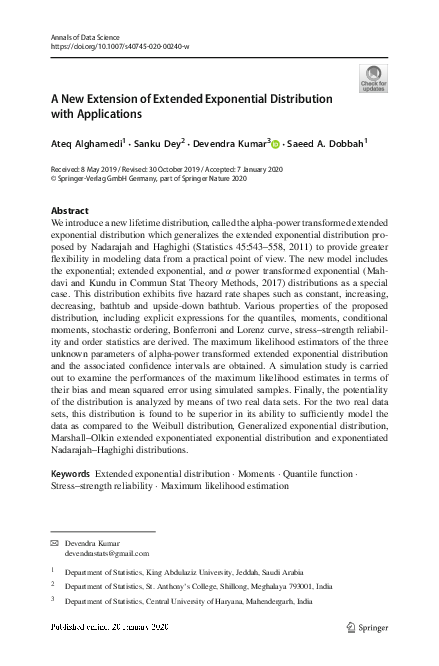 (PDF) A New Extension of Extended Exponential Distribution with ...