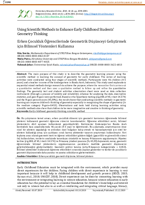 (PDF) Using Scientific Methods to Enhance Early Childhood Students ...