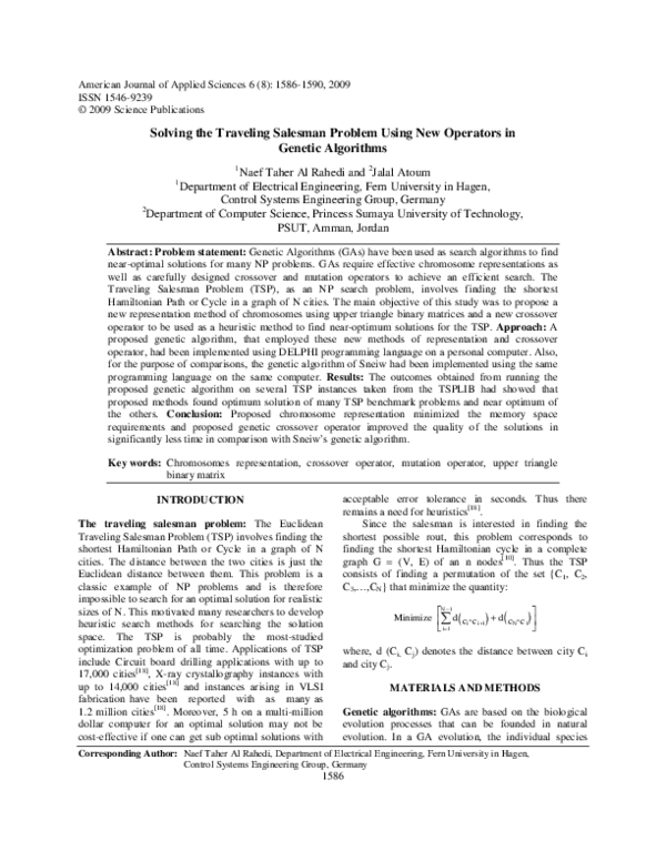 (PDF) Solving the Traveling Salesman Problem Using New Operators in ...