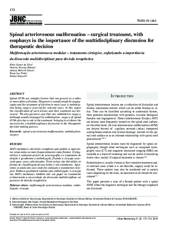 (PDF) Spinal arteriovenous malformation