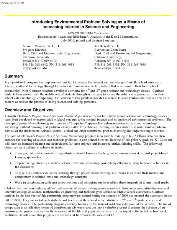 (PDF) Introducing Environmental Problem Solving as a Means of ...