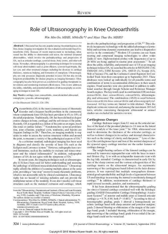 (PDF) Role of Ultrasonography in Knee Osteoarthritis