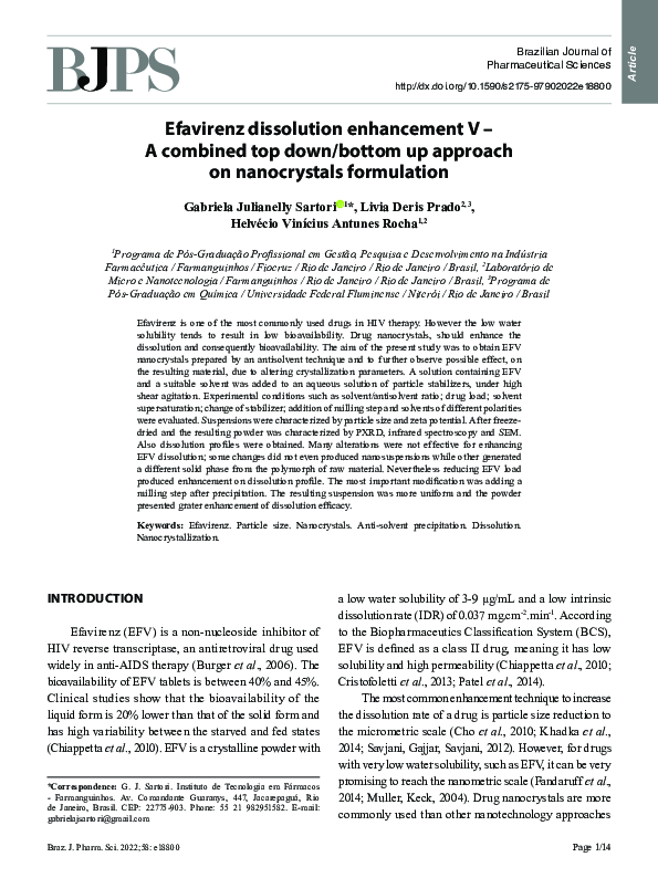 (PDF) Efavirenz dissolution enhancement V - A combined top down/bottom ...