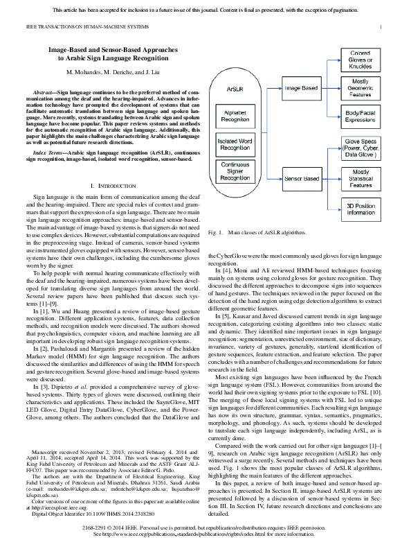 (PDF) ImageBased and SensorBased Approaches to Arabic Sign Language