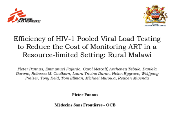 (PPT) Efficiency of HIV-1 pooled viral load testing to reduce the cost ...