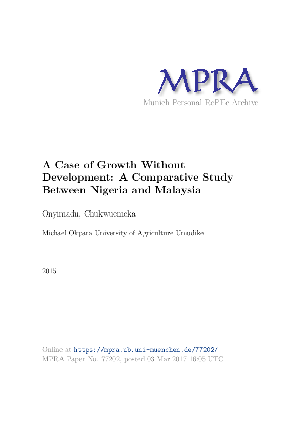 (PDF) A Case of Growth Without Development: A Comparative Study Between ...