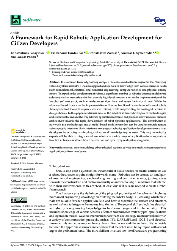 (PDF) A Framework for Rapid Robotic Application Development for Citizen ...