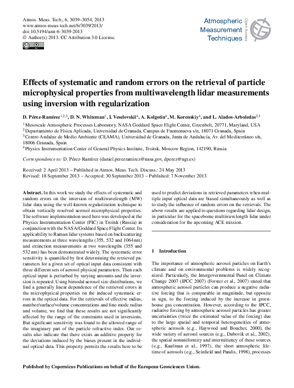 (PDF) Effects of systematic and random errors on the retrieval of ...