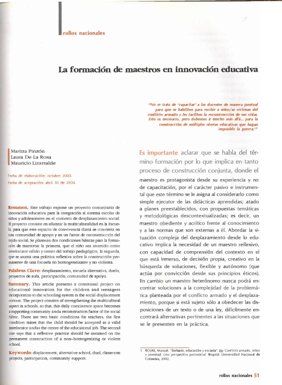 (PDF) La formación de maestros en innovación educativa