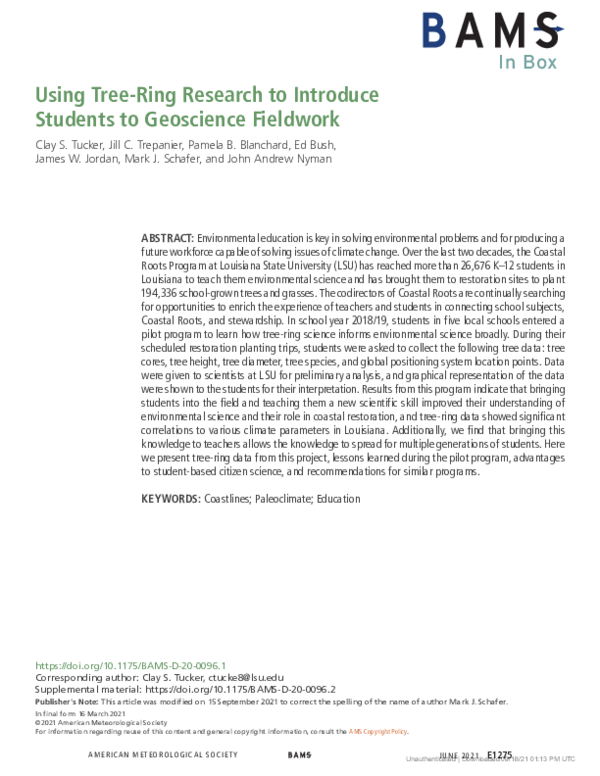 (PDF) Using TreeRing Research to Introduce Students to Geoscience