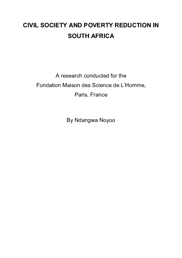 (PDF) Civil Society and Poverty Reduction in South Africa