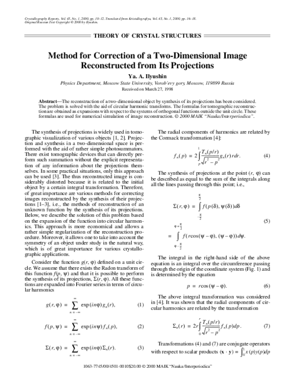 (PDF) Method for correction of a two-dimensional image reconstructed ...