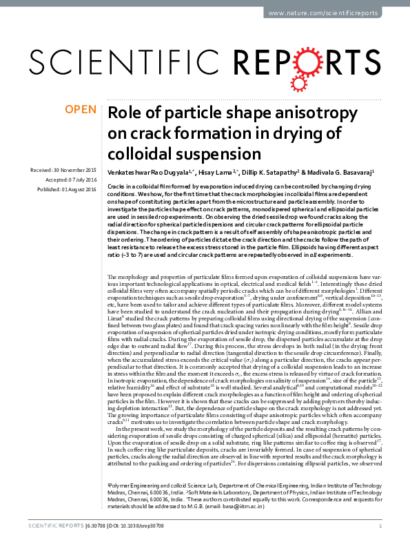 (PDF) Role of particle shape anisotropy on crack formation in drying of ...
