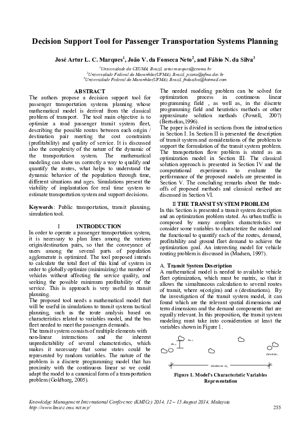 (PDF) Decision Support Tool for Passenger Transportation Systems Planning