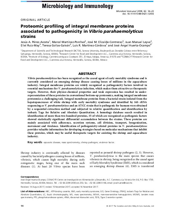 (PDF) Proteomic profiling of integral membrane proteins associated to ...