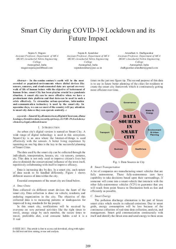 (PDF) Smart City during COVID-19 Lockdown and its Future Impact