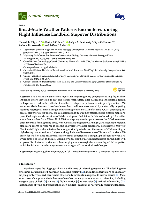 (PDF) Broad-Scale Weather Patterns Encountered during Flight Influence ...