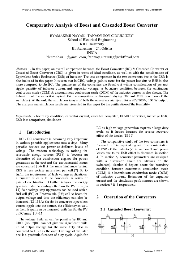 (PDF) Comparative Analysis of Boost and Cascaded Boost Converter