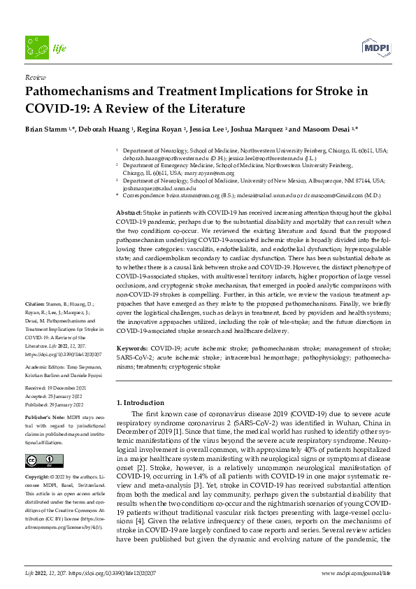 (PDF) Pathomechanisms and Treatment Implications for Stroke in COVID-19 ...