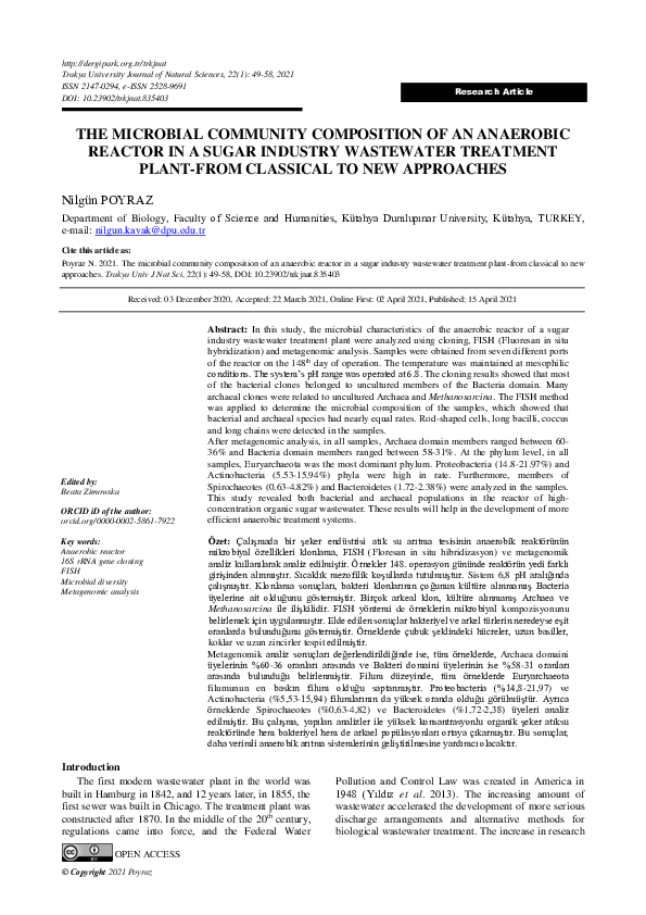 (PDF) The Microbial Community Composition of an Anaerobic Reactor in a ...