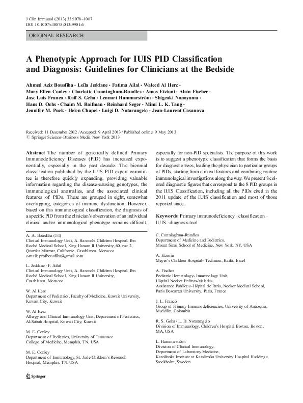 (PDF) A Phenotypic Approach for IUIS PID Classification and Diagnosis ...