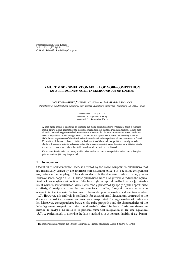 (PDF) A Multimode Simulation Model of Mode-Competition Low-Frequency ...