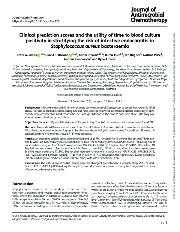 (PDF) Clinical prediction scores and the utility of time to blood ...