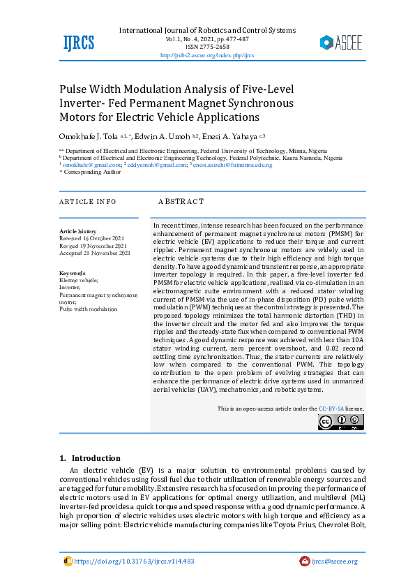 (PDF) Pulse Width Modulation Analysis of Five-Level Inverter- Fed ...