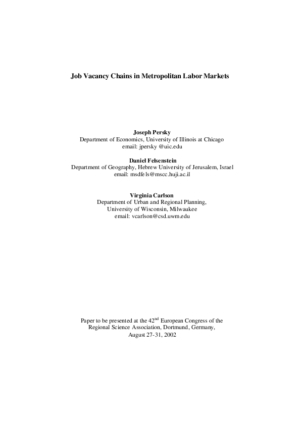 (PDF) Job vacancy chains in metropolitan labor markets